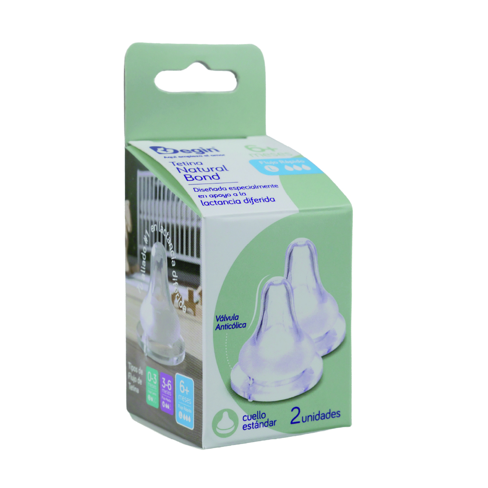 Tetina Natural Bond Cuello Estándar Flujo Rápido L 6+ meses | Begin - Image 2